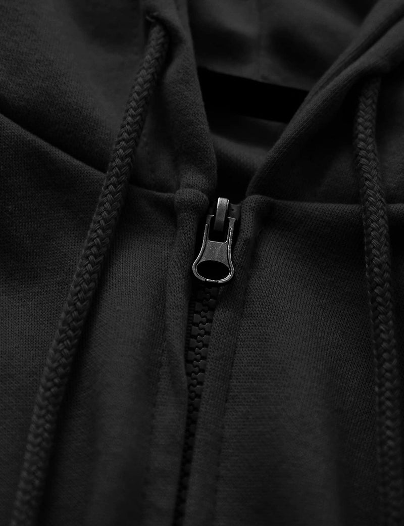 Ohoo Men's Zip Up Hoodie Lightweight Slim Fit Sweatshirt Full Zip Hooded Jacket Concealed Zipper / DCF136-BLACK-L - Image 5